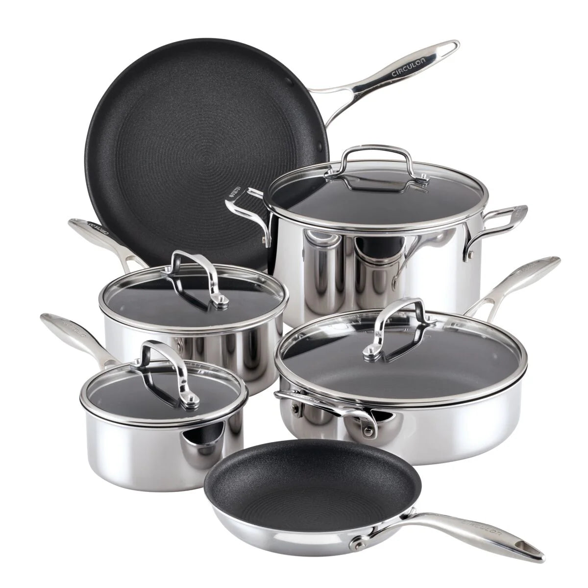 10-Piece ScratchDefense™ Clad Nonstick Cookware Set